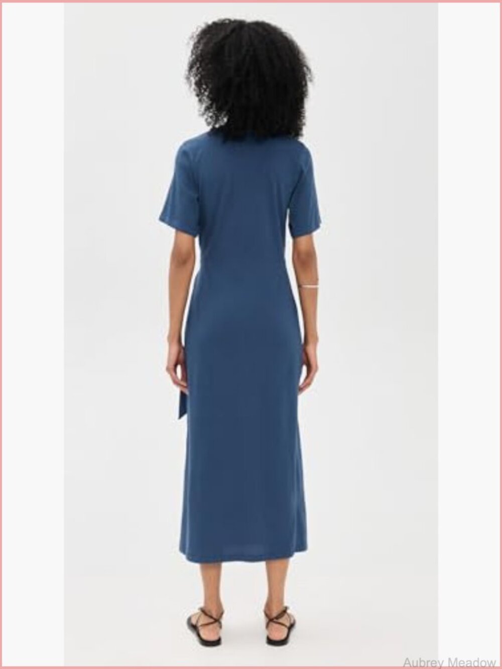 Wrap Midi Dress - Stretch Jersey, Crew Neck, Short Sleeves - Picture 3 of 6